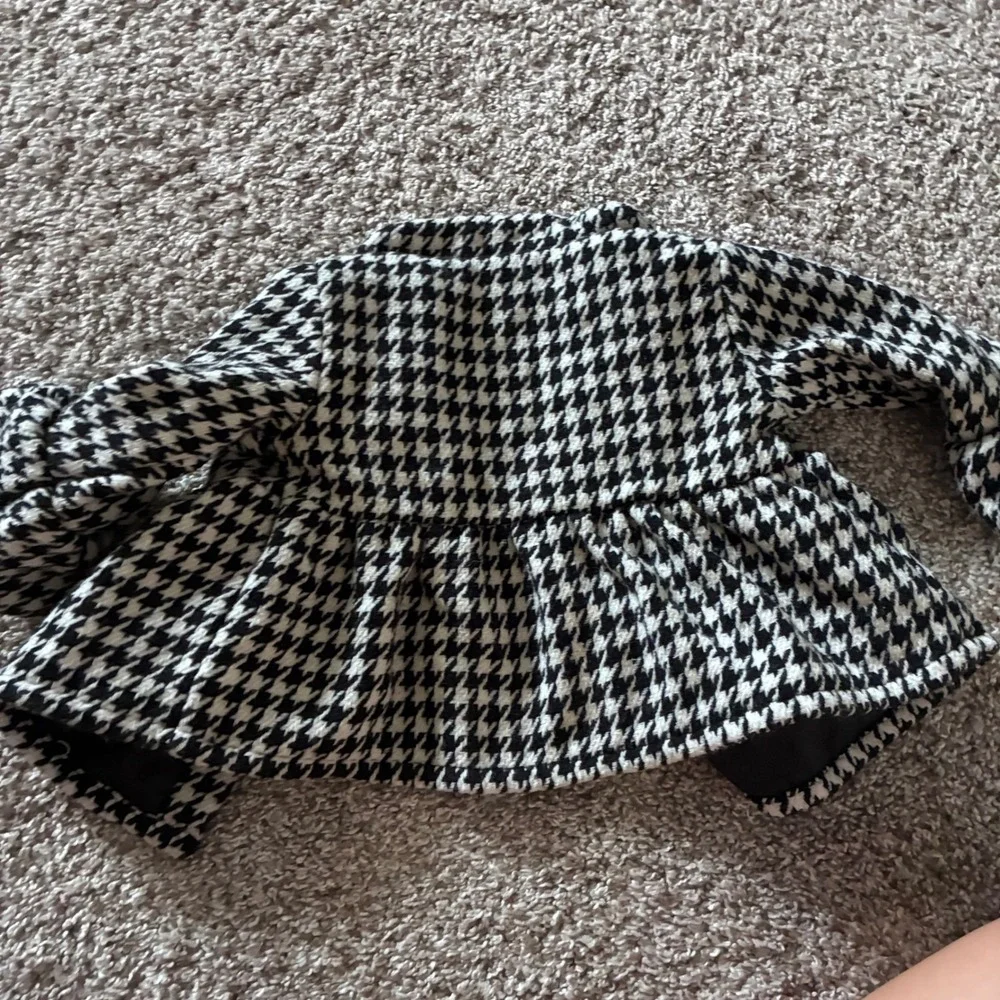 Baileys Blossoms Baby Girls Houndstooth Peplum Jacket Black White 9-12M